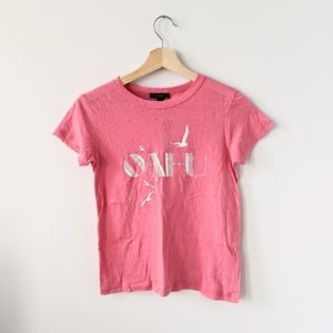 J. Crew Pink Hawaii Oahu Graphic Tee